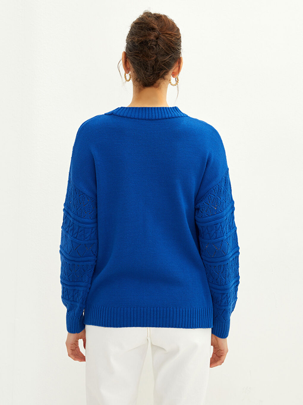 Mavi Bisiklet Yaka Ajurlu Uzun Kollu Kadın Triko Kazak-4