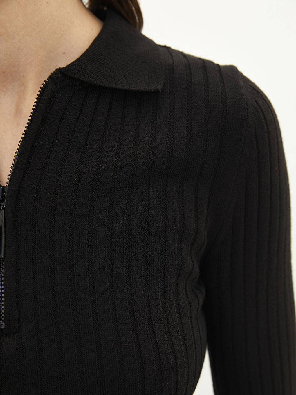 Polo Neck Women's Knitwear Sweater-3