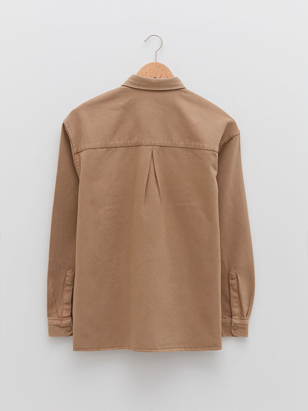 Bej Rahat Kalıp Uzun Kollu Gabardin Erkek Gömlek Ceket-6