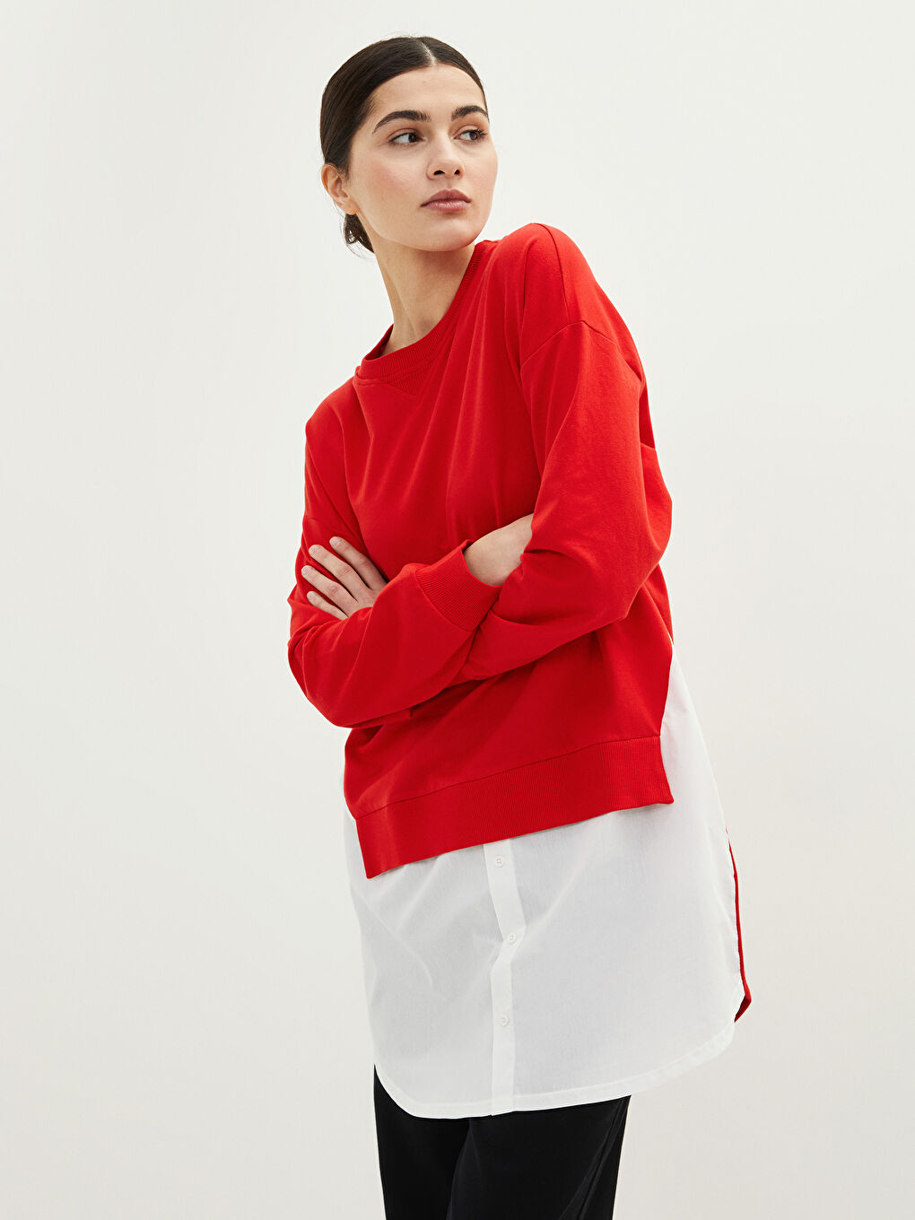 Tunique Sweatshirt à Manches Longues et Col Rond pour Femmes