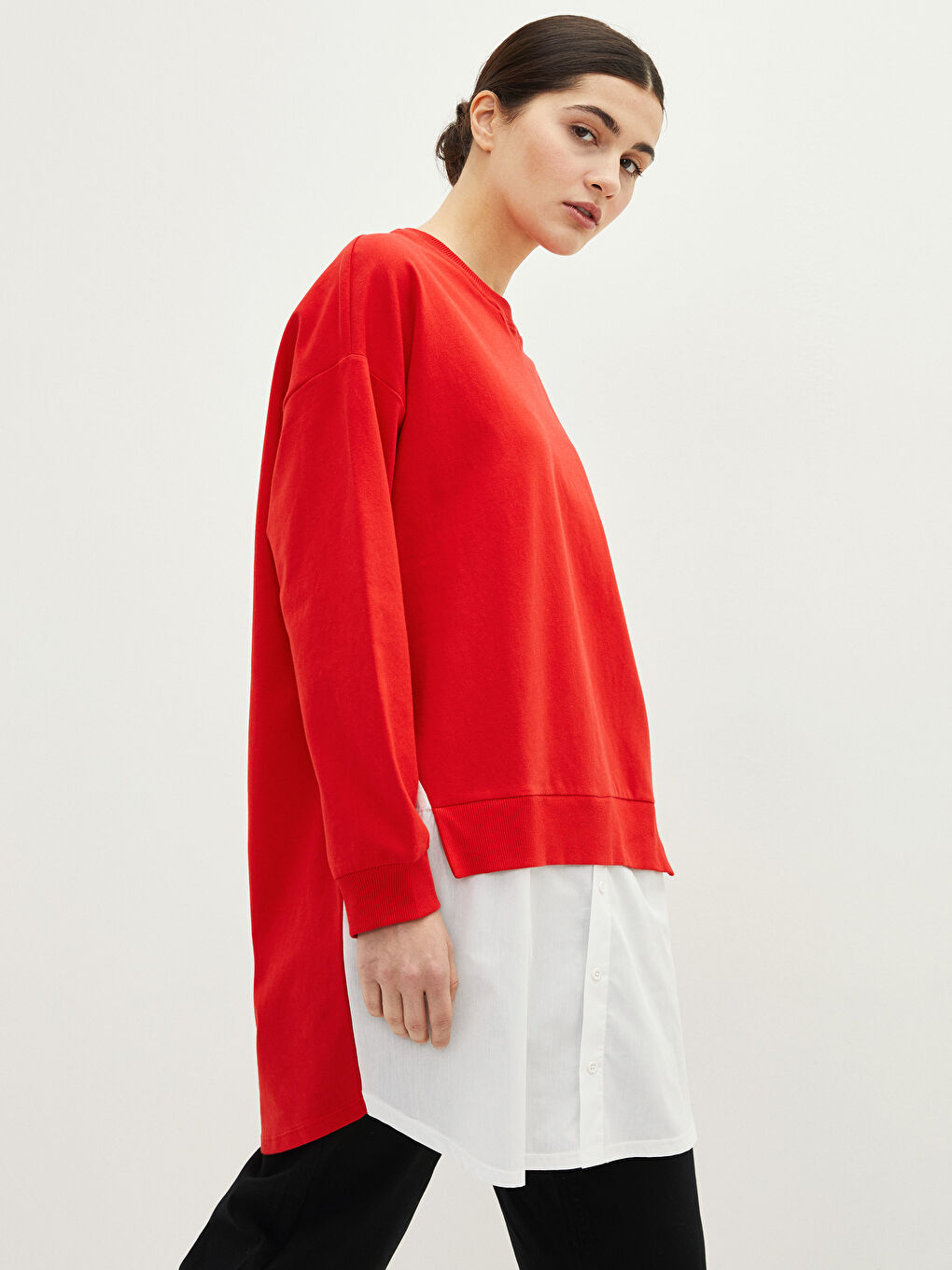 Tunique Sweatshirt à Manches Longues et Col Rond pour Femmes-1