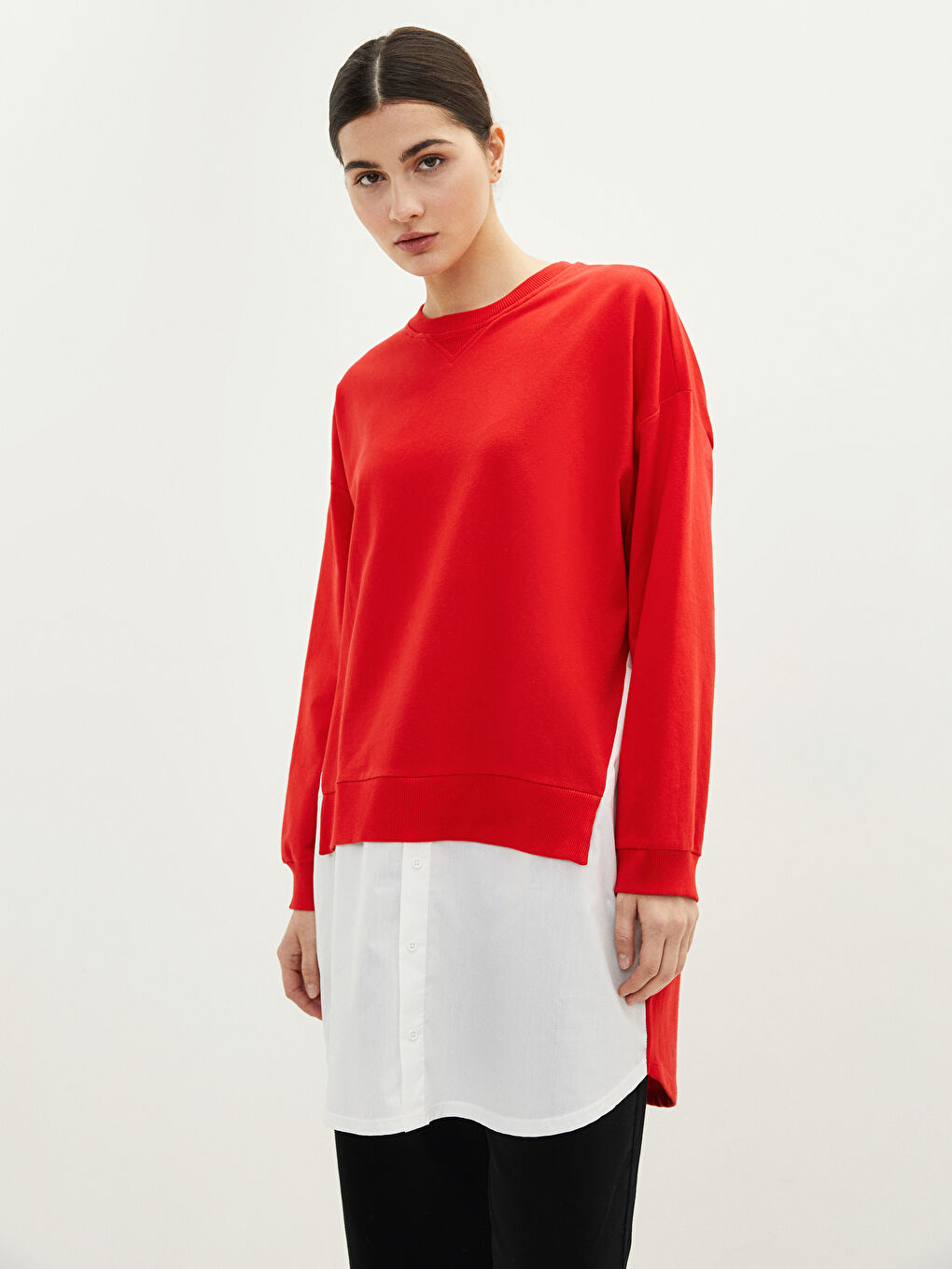 Tunique Sweatshirt à Manches Longues et Col Rond pour Femmes-2