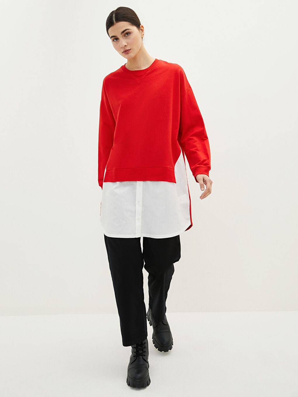 Tunique Sweatshirt à Manches Longues et Col Rond pour Femmes-3