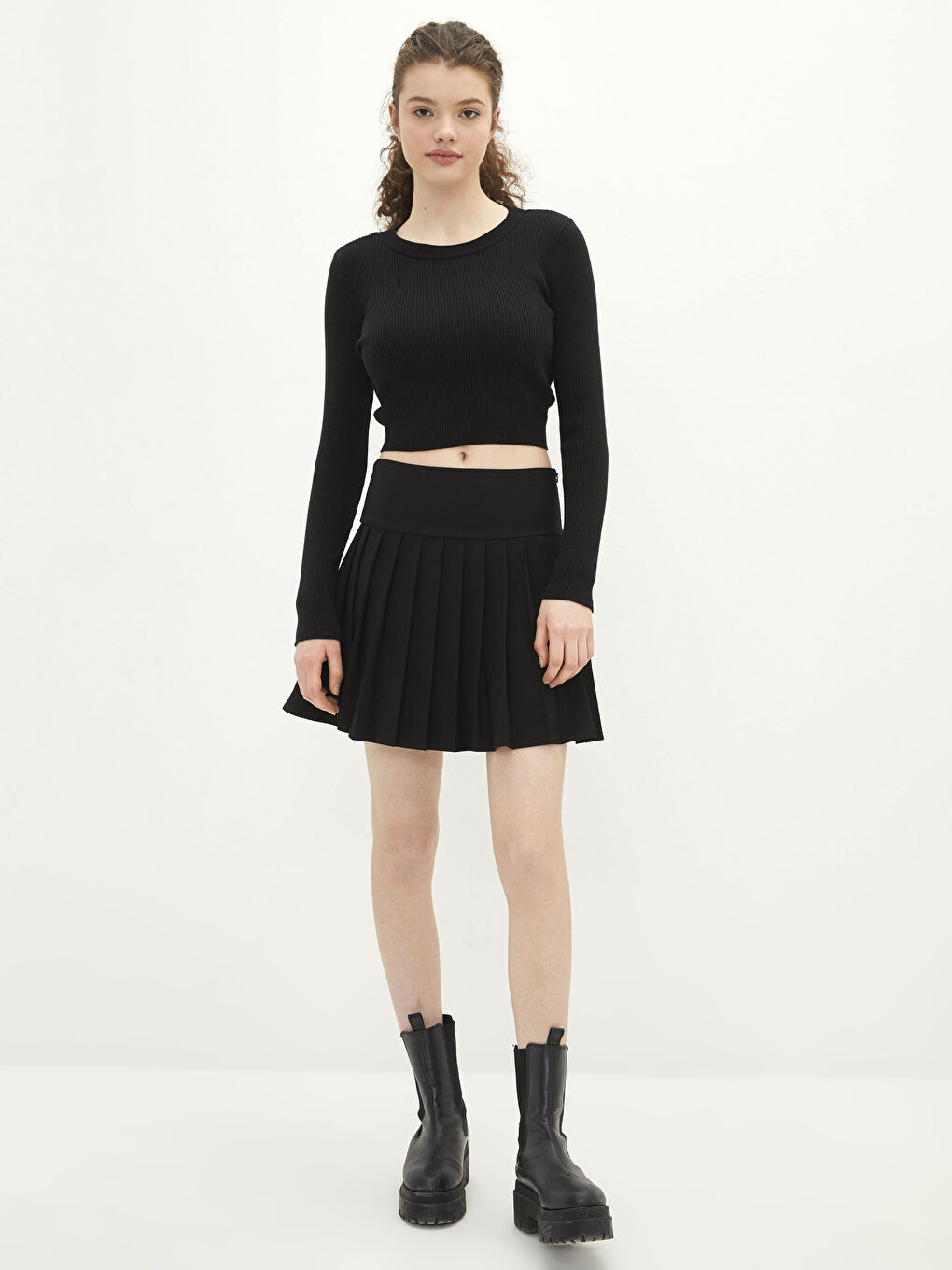 Свитер из трикотажа с круглым вырезом, однотонный, с длинным рукавом для женщин-6