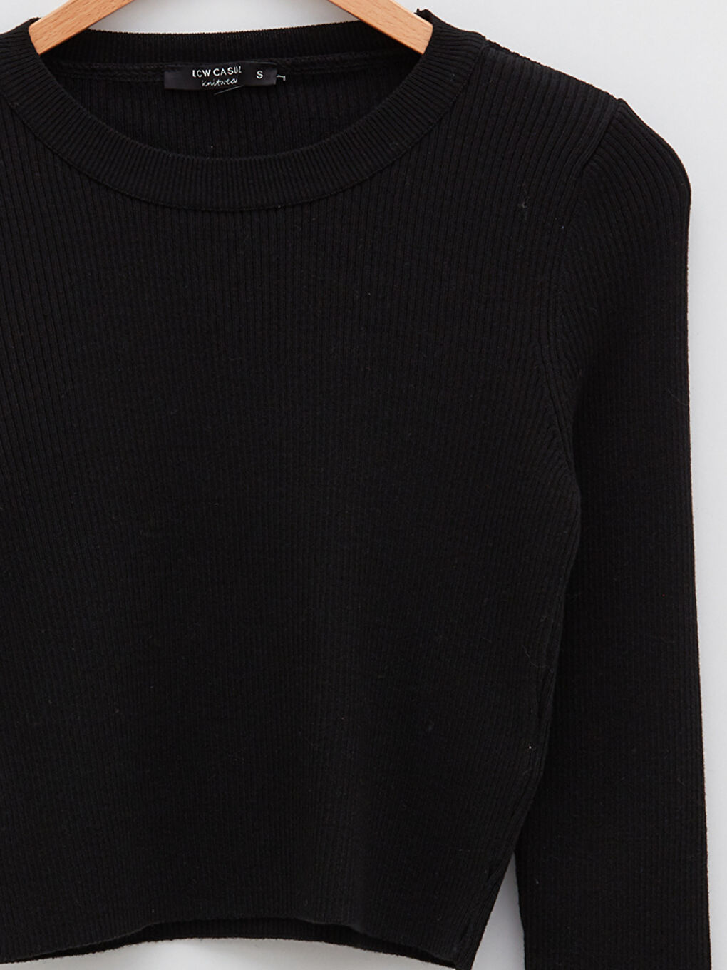 Свитер из трикотажа с круглым вырезом, однотонный, с длинным рукавом для женщин-11