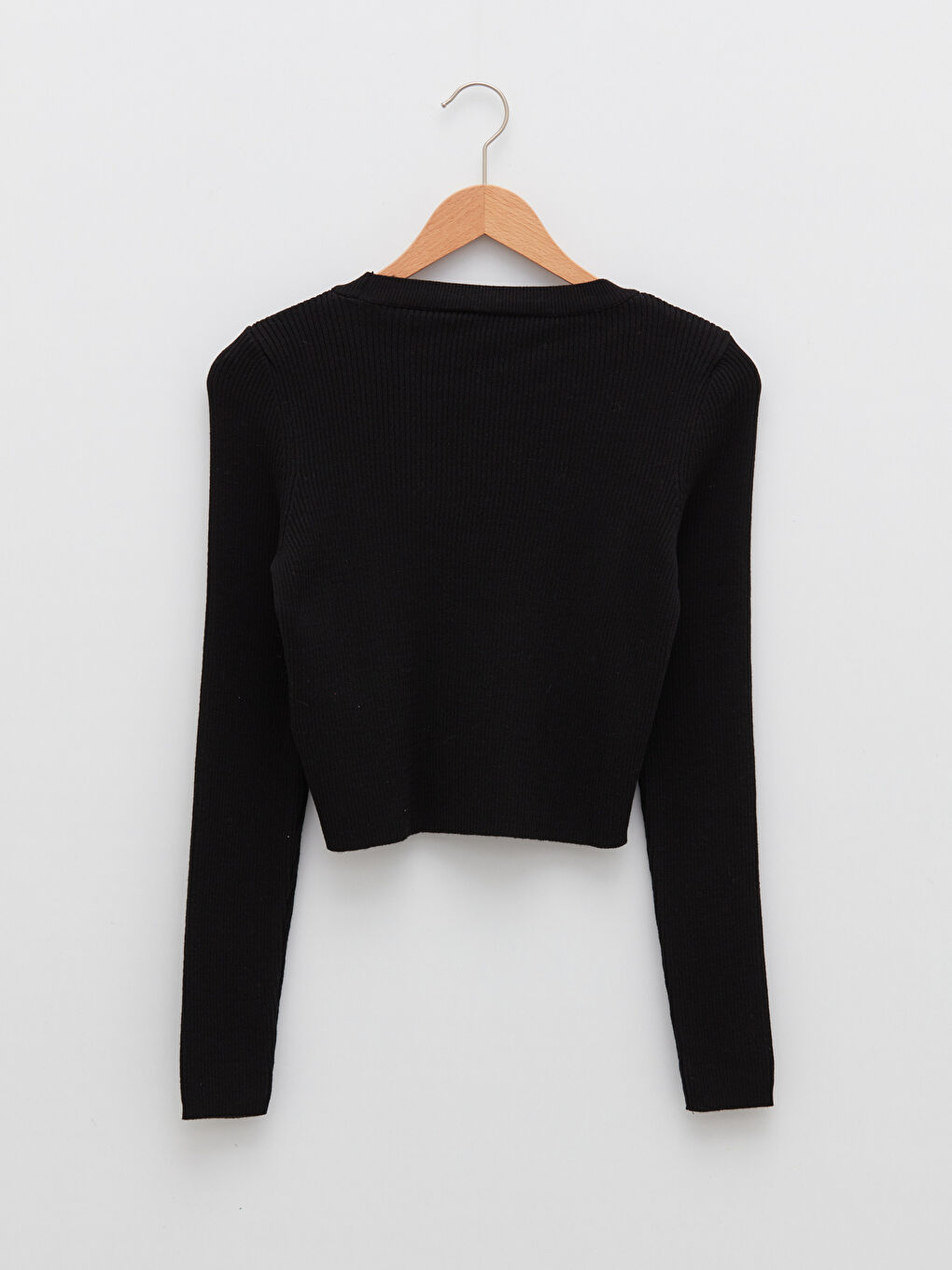 Свитер из трикотажа с круглым вырезом, однотонный, с длинным рукавом для женщин-10