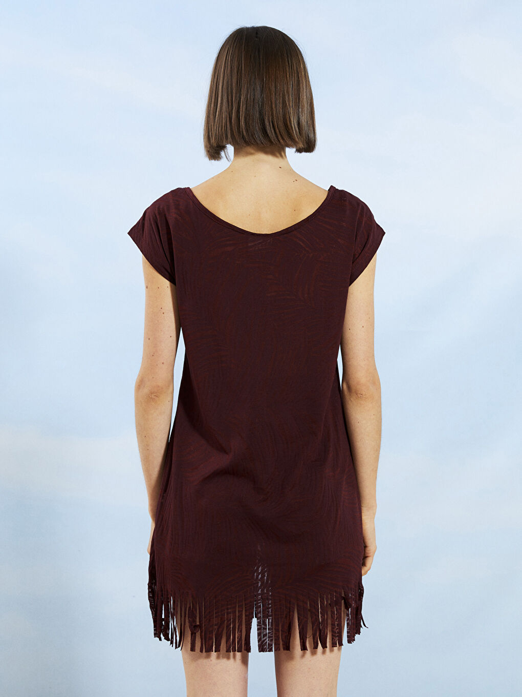 Crew Neck Printed Short Sleeve Women's Beach Dress -S2CB21Z8-HQT