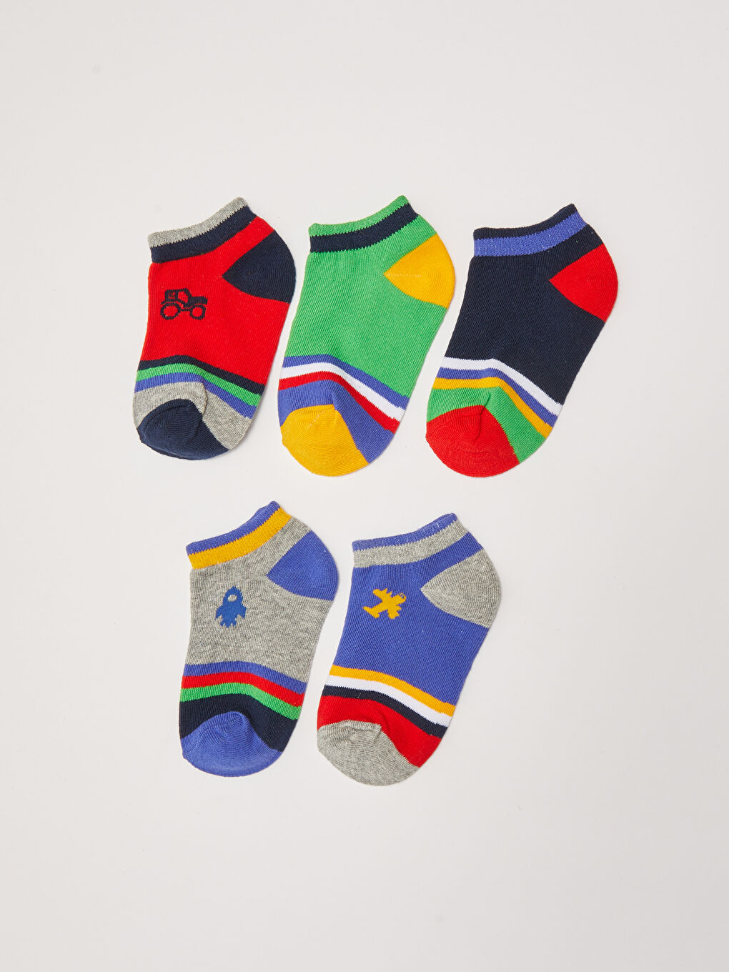 Color Block Boys' Trainer Socks 5 Pack-1