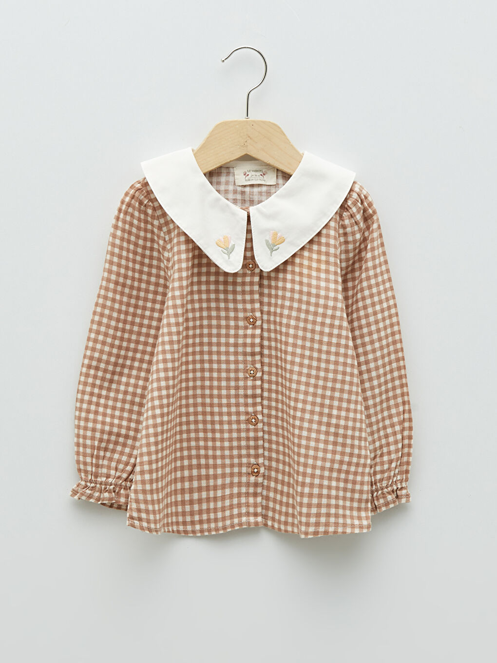 LCW baby Bebe Collar Long Sleeve Plaid Patterned Baby Girl Shirt -S2CB37Z1-LLK
