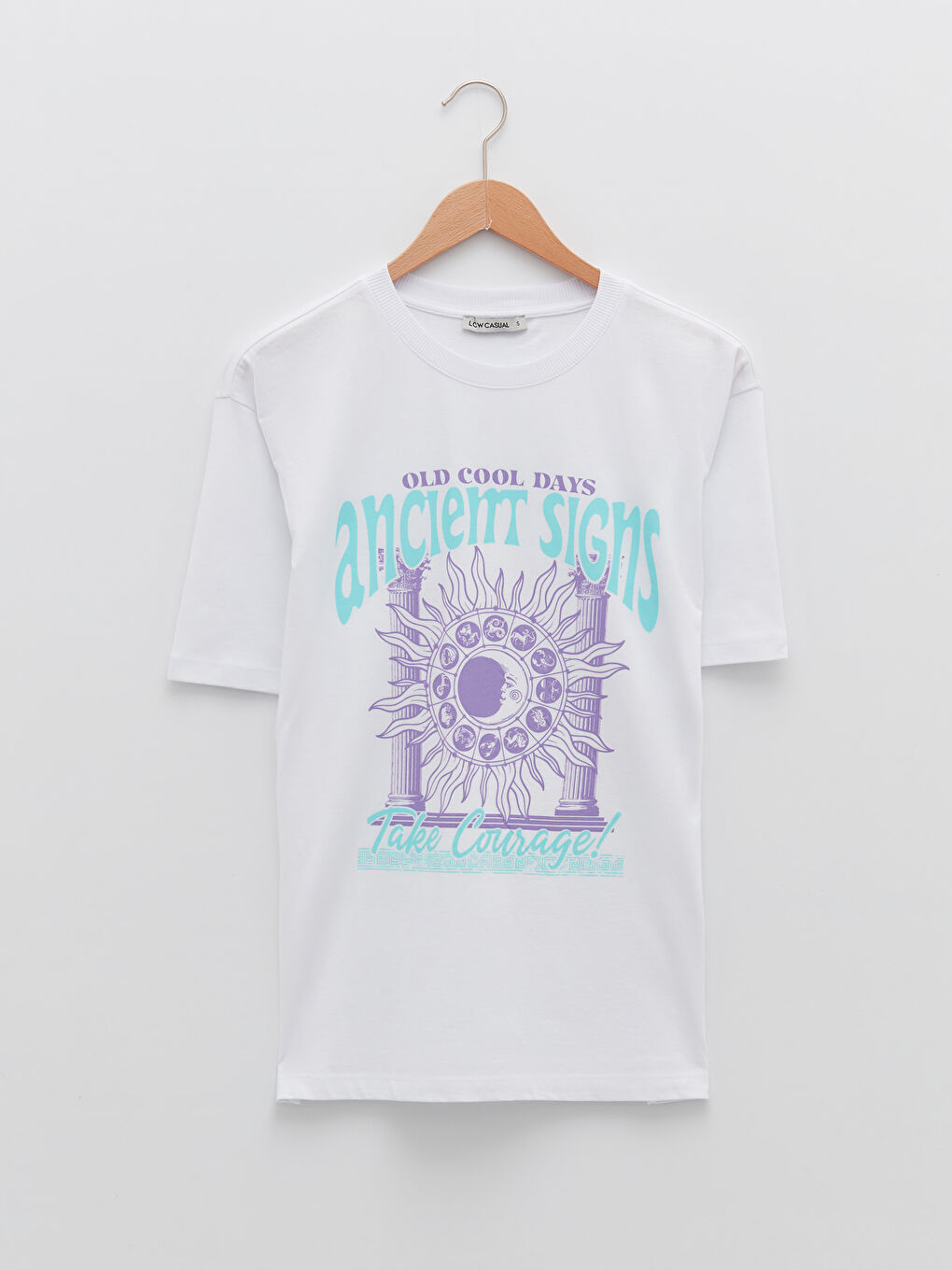 Crew Neck Printed Short Sleeve Cotton Women's T-shirt-5