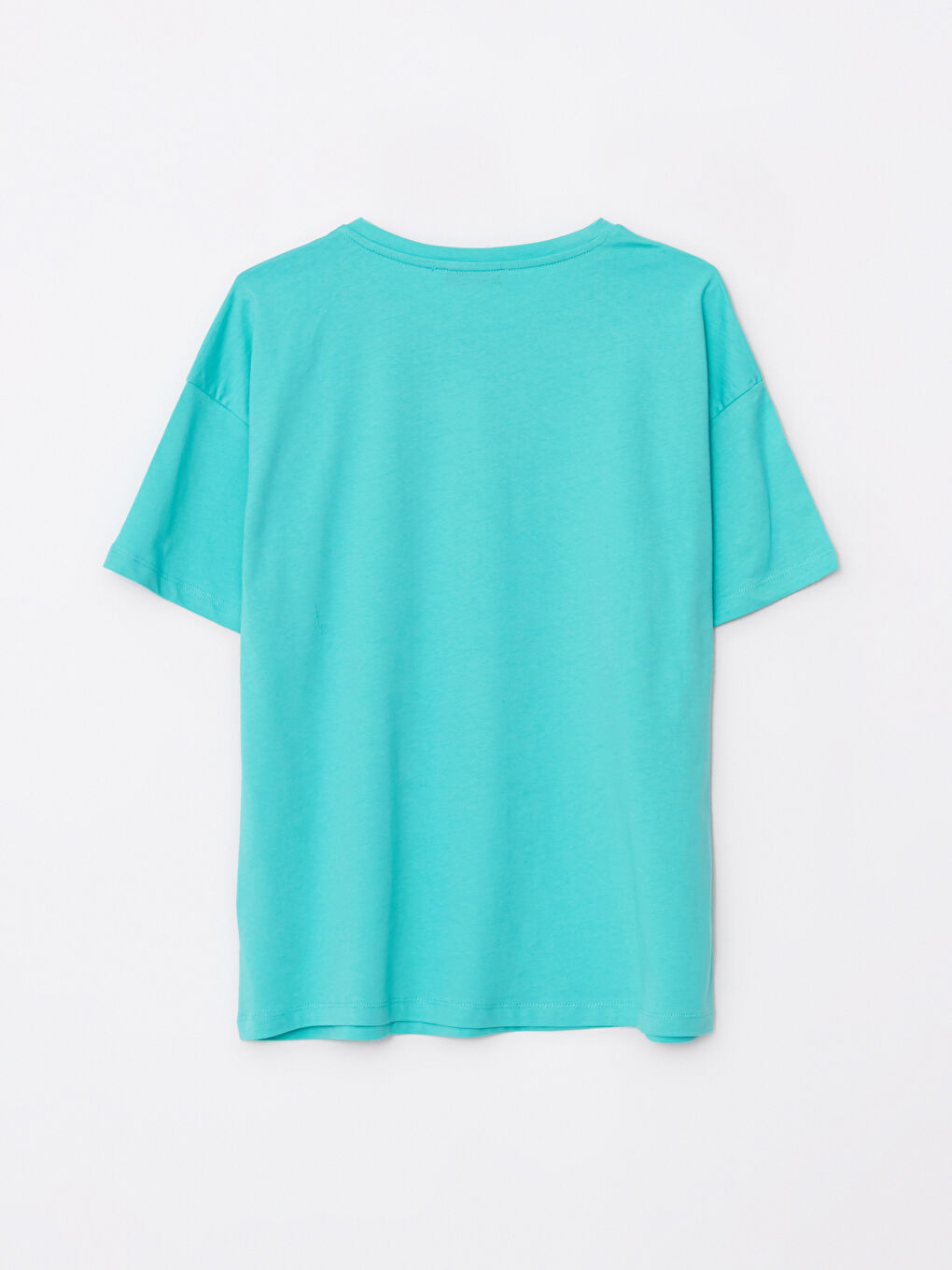 تيشيرت قطن كم قصير مطبوع بياقة دائرية للسيدات-6