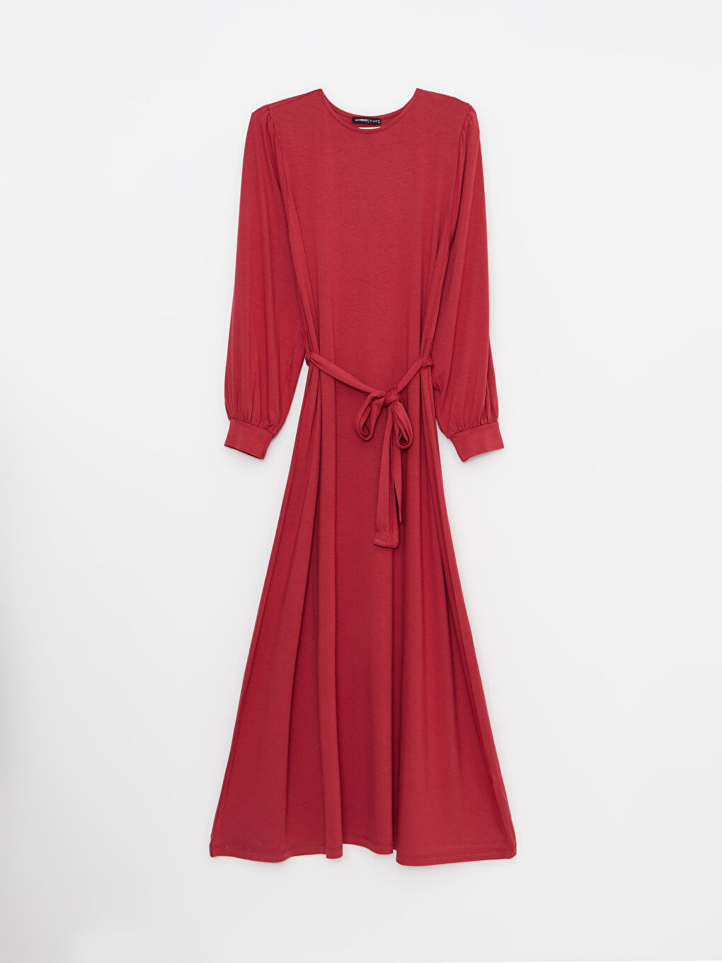 فستان كم طويل سادة بياقة دائرية للسيدات-5