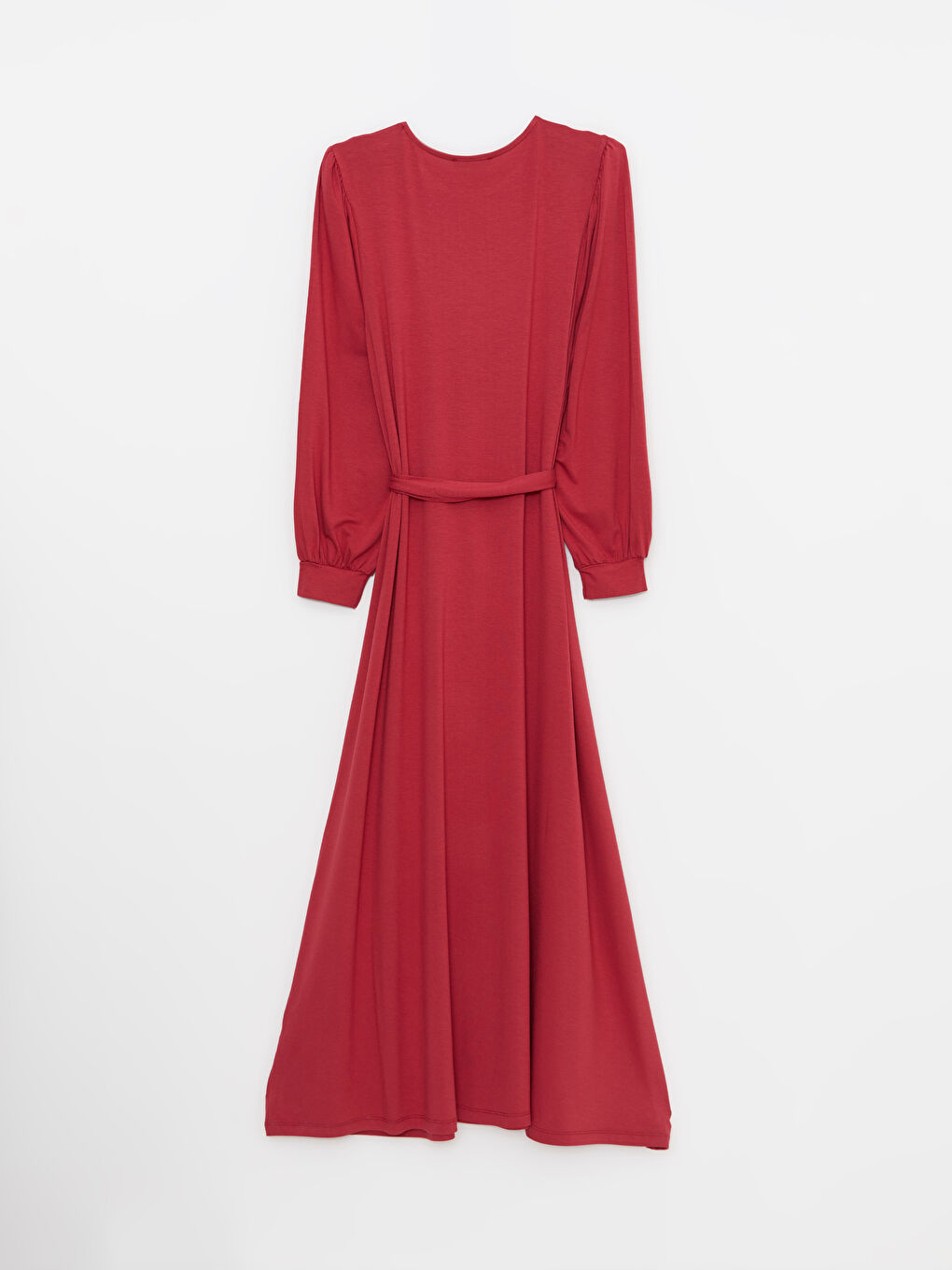 فستان كم طويل سادة بياقة دائرية للسيدات-6