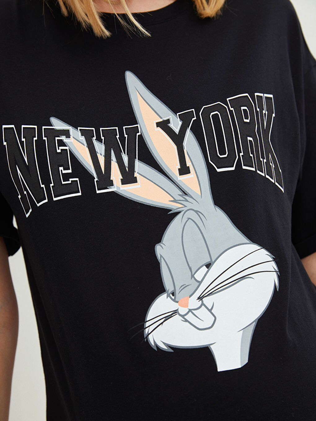 Crew Neck Bugs Bunny Printed Short Sleeve Cotton Maternity T-Shirt-2