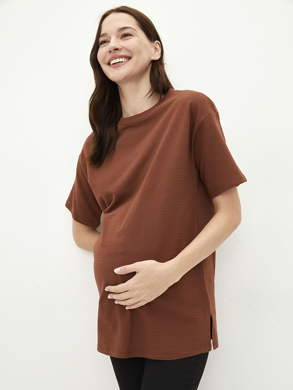 Crew Neck Regular Short Sleeve Cotton Maternity T-shirt -S2CB64Z8-HHB