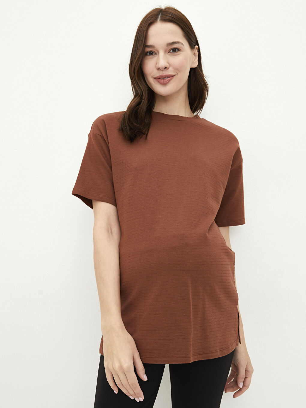 Crew Neck Regular Short Sleeve Cotton Maternity T-shirt -S2CB64Z8-HHB