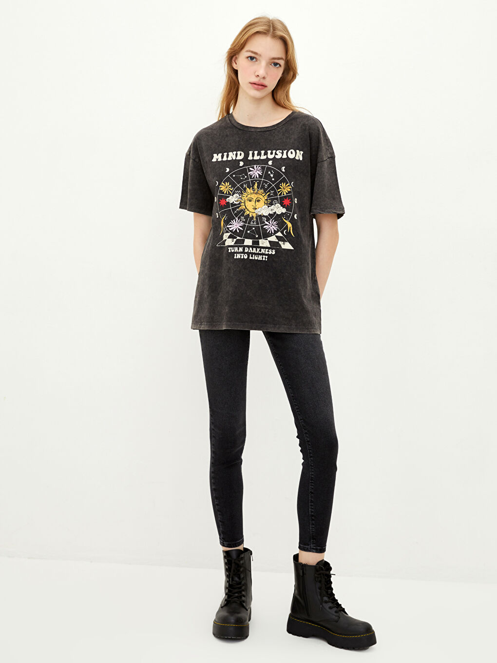 Crew Neck Printed Short Sleeve Cotton Women's T-shirt-2