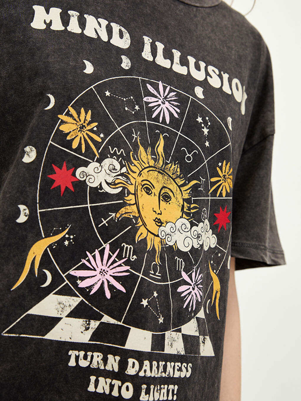 Crew Neck Printed Short Sleeve Cotton Women's T-shirt-3