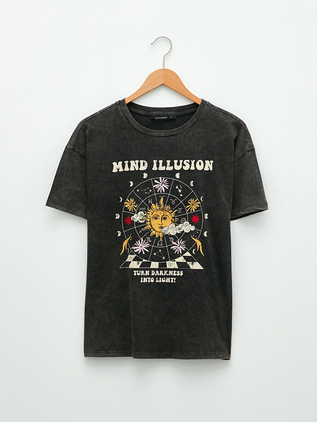 Crew Neck Printed Short Sleeve Cotton Women's T-shirt-5