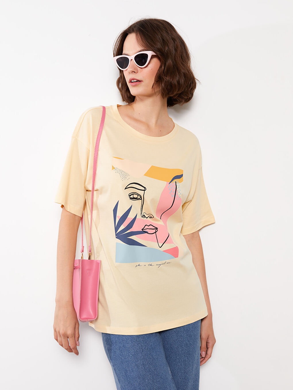 Crew Neck Printed Short Sleeve Cotton Women's T-shirt