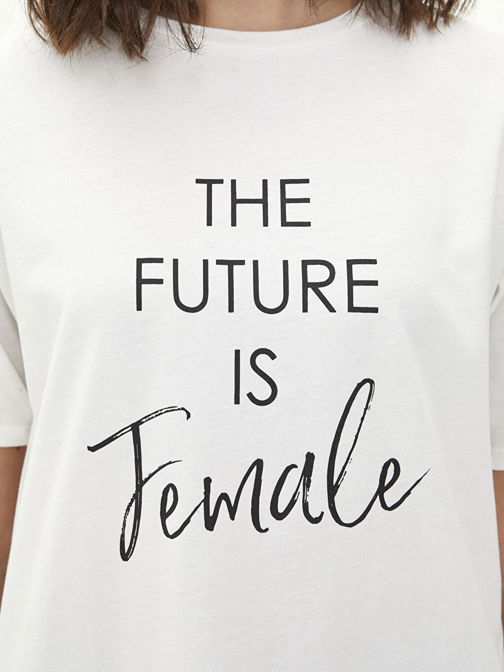 Crew Neck Slogan Printed Short Sleeve Cotton Women's T-Shirt-4