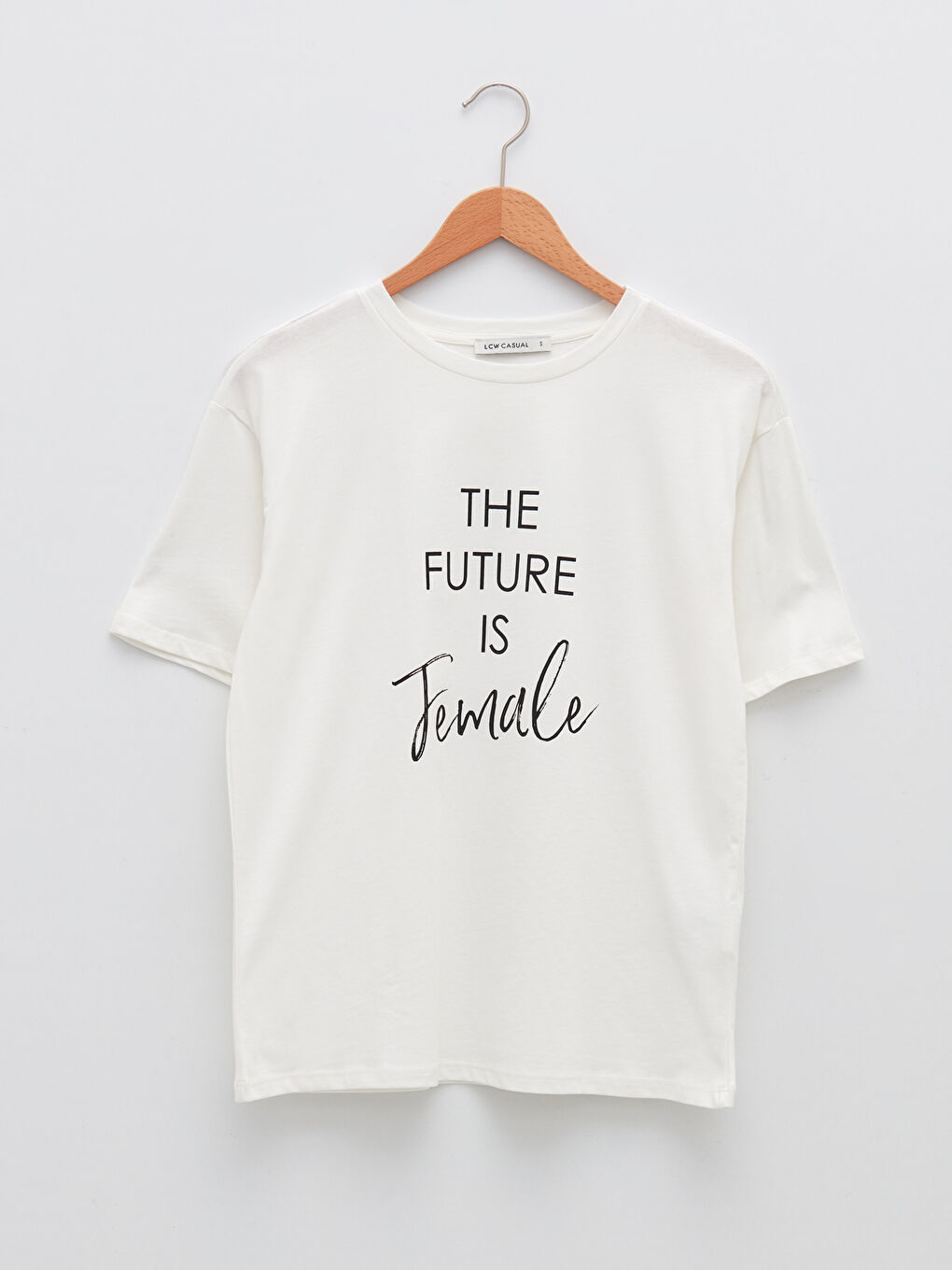 Crew Neck Slogan Printed Short Sleeve Cotton Women's T-Shirt-6
