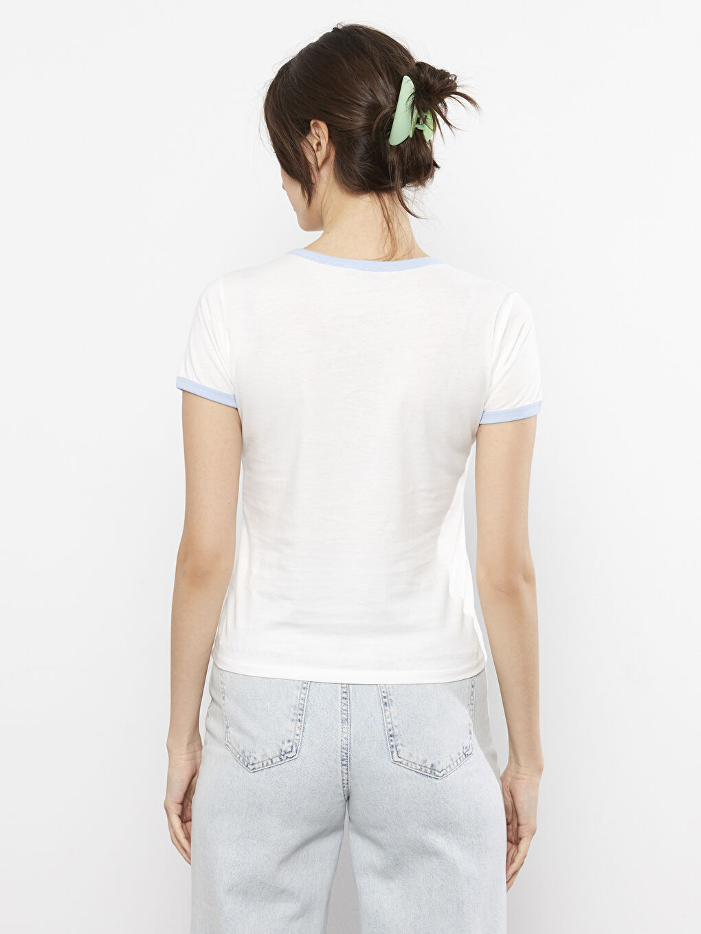 Футболка с круглым вырезом, с принтом, с коротким рукавом, из хлопка, для женщин-4