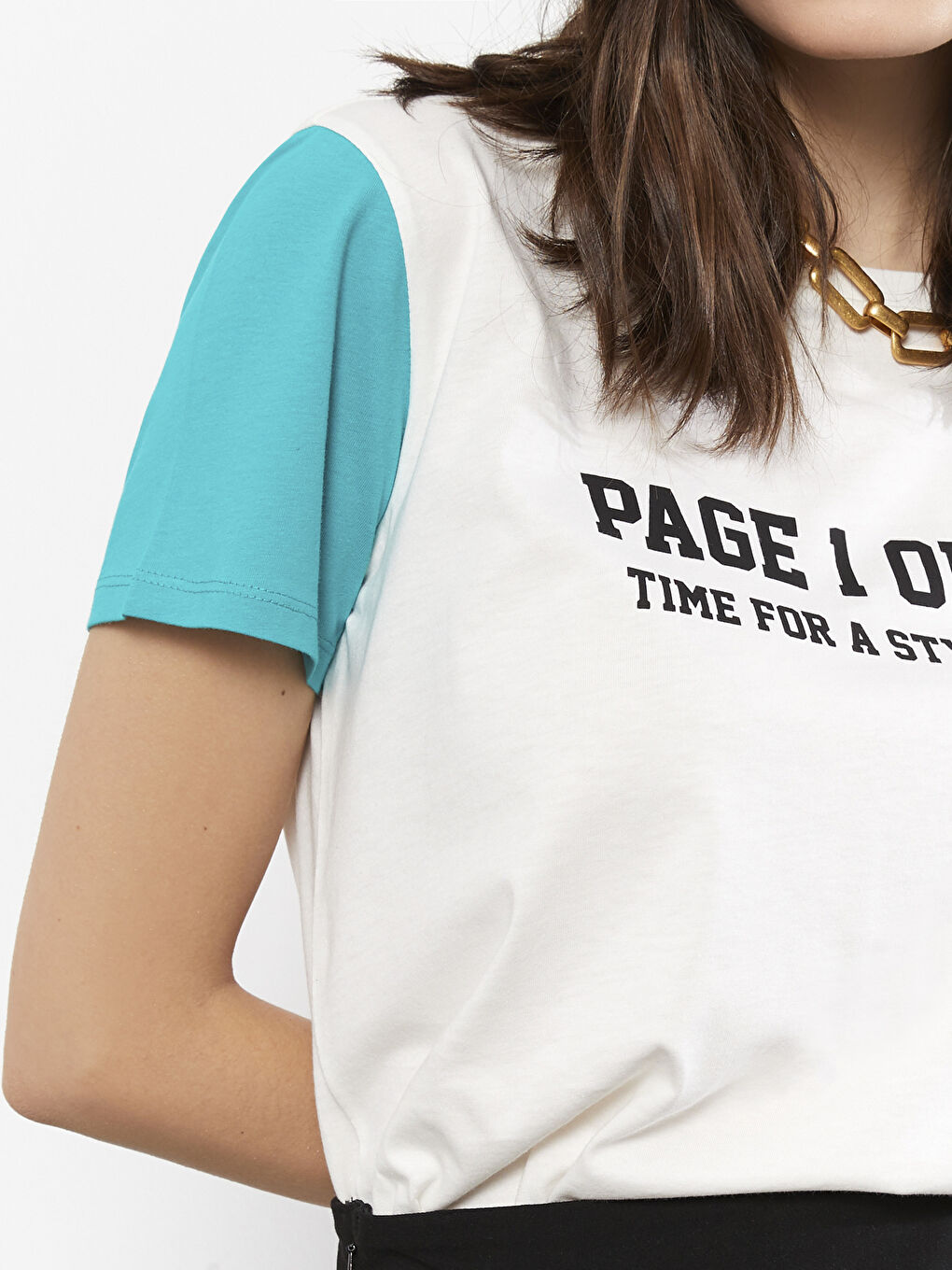 Crew Neck Printed Short Sleeve Cotton Women's T-shirt-4