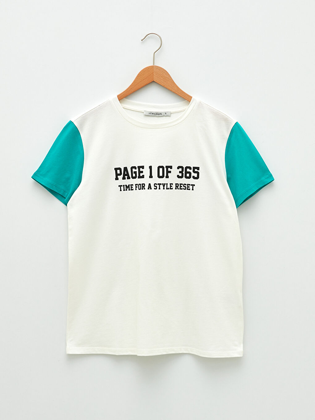 Crew Neck Printed Short Sleeve Cotton Women's T-shirt-6