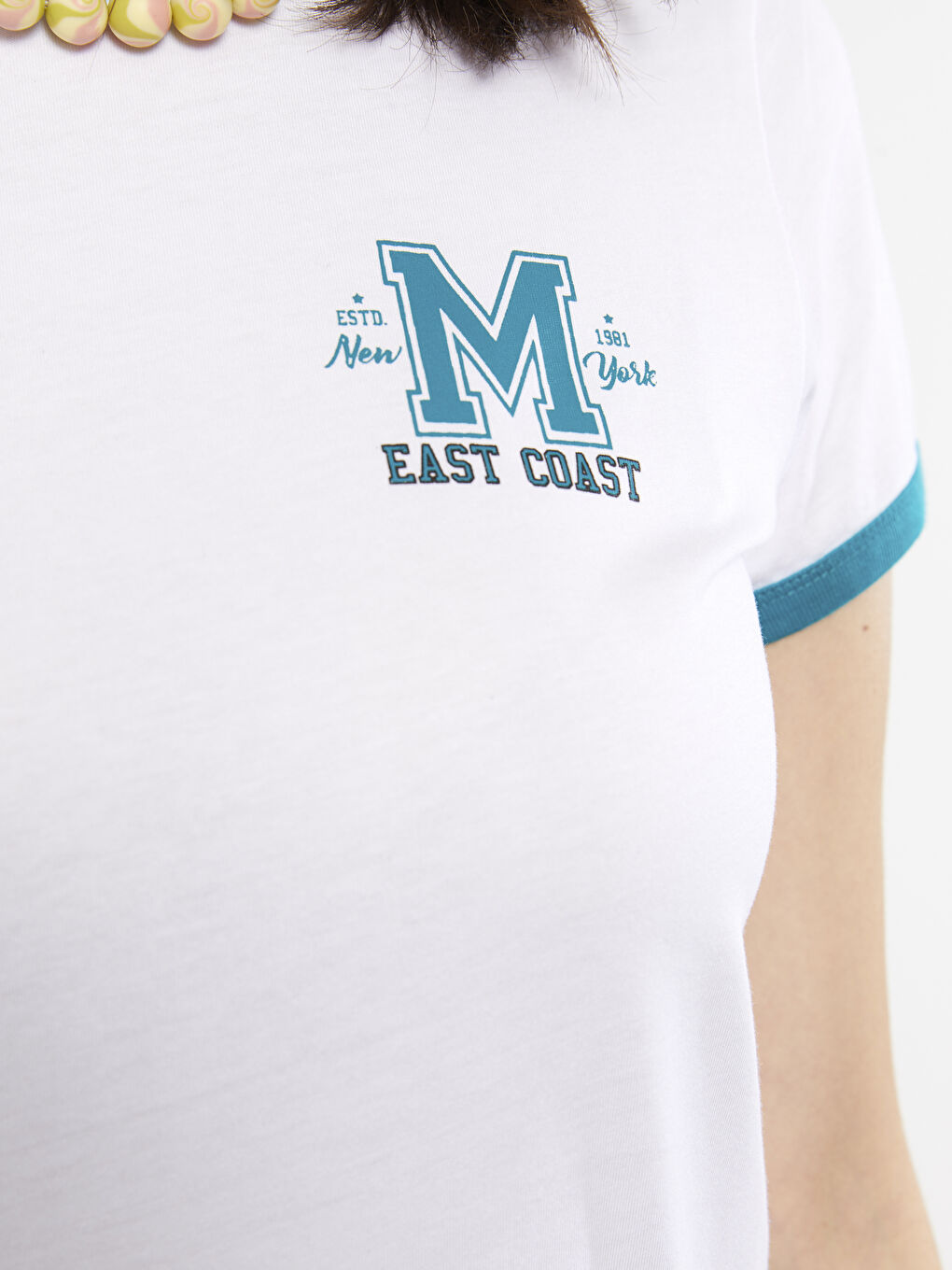 Rundhalsausschnitt Bedrucktes Kurzarm Baumwolle T-Shirt für Damen-3