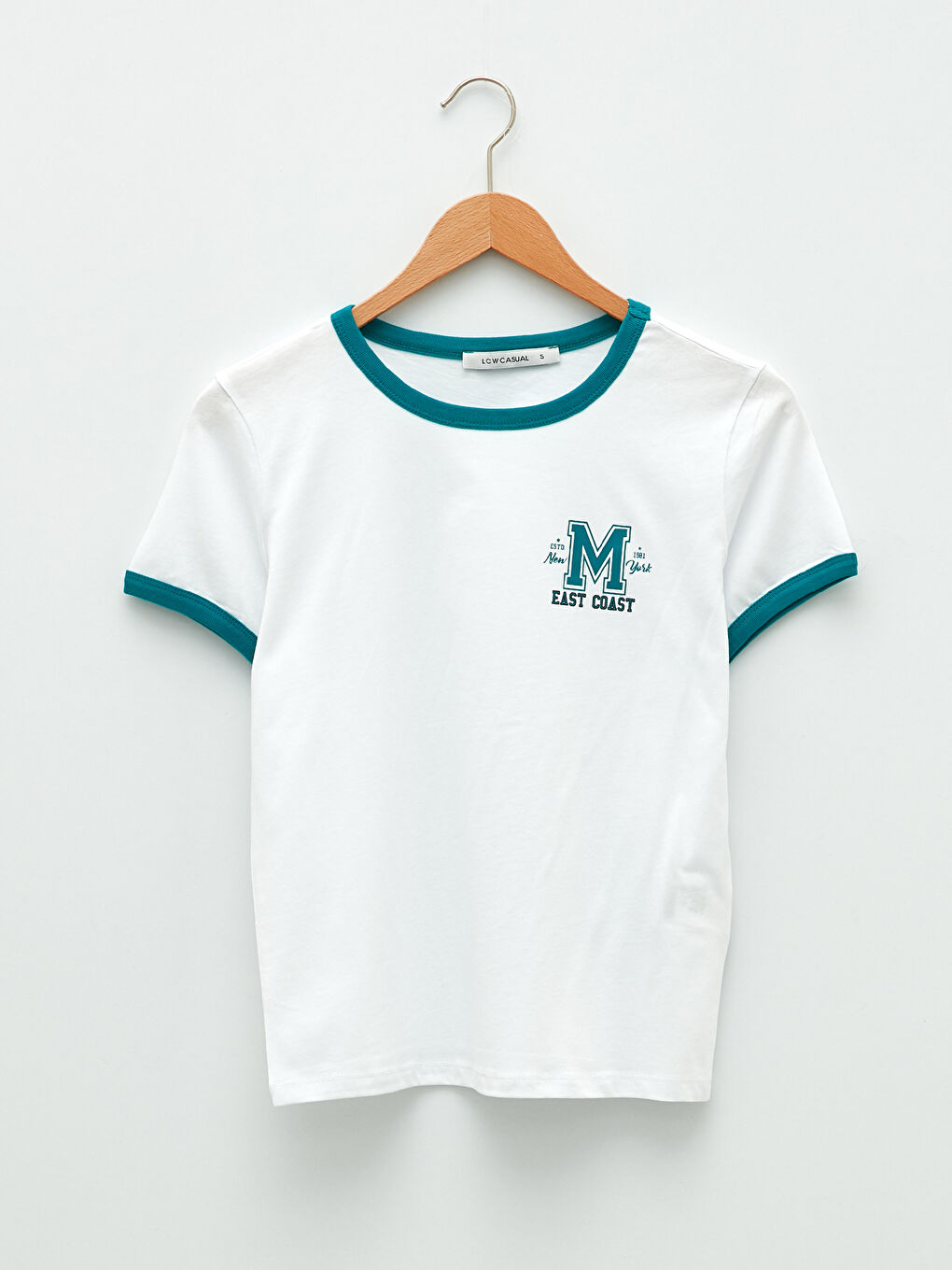 Rundhalsausschnitt Bedrucktes Kurzarm Baumwolle T-Shirt für Damen-5