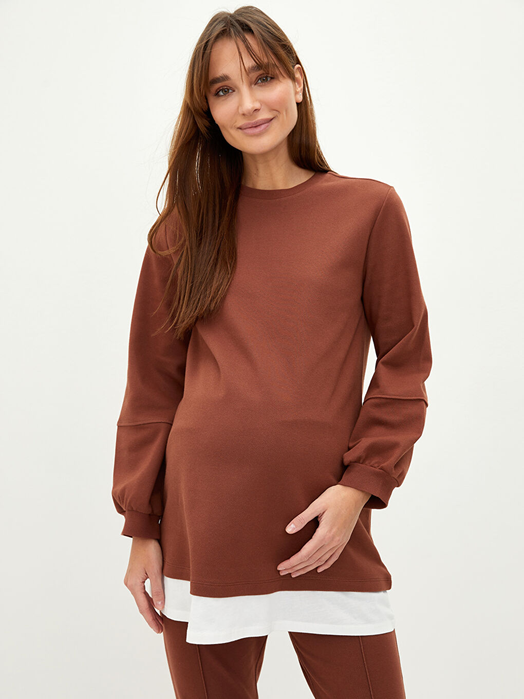 Crew Neck Regular Long Sleeve Maternity Tunic -S2CC03Z8-HHB