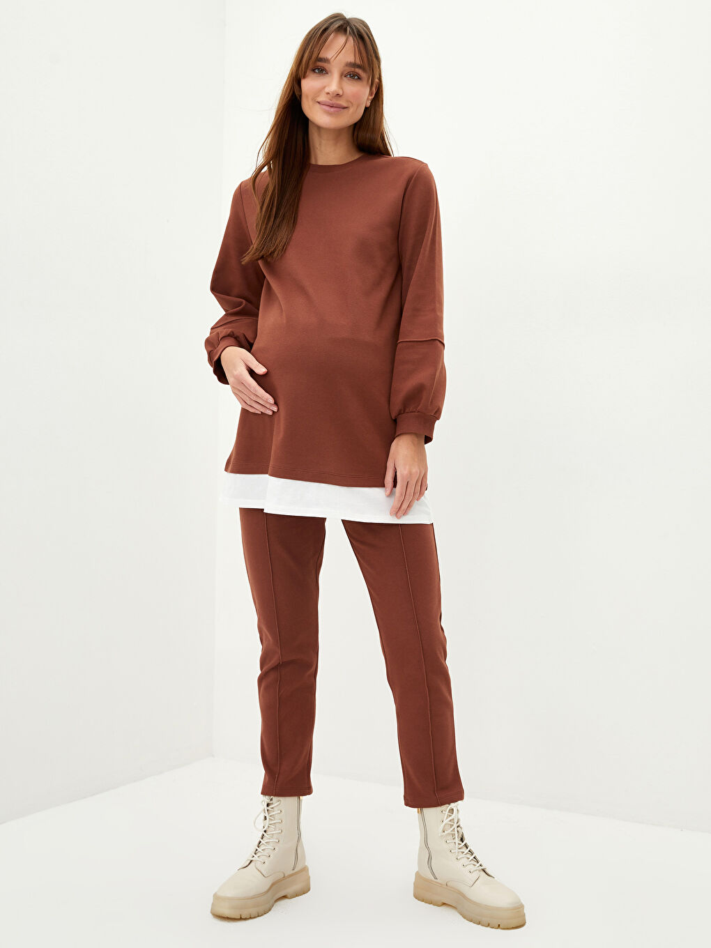 Crew Neck Regular Long Sleeve Maternity Tunic -S2CC03Z8-HHB