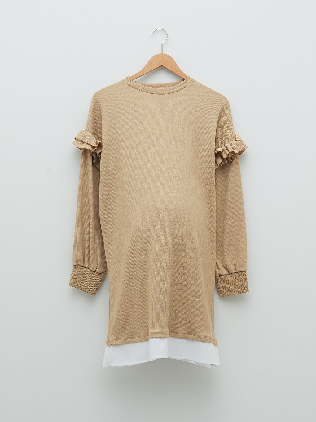 تونيك حوامل ياقة دائرية كم طويل وقصة عادية-5