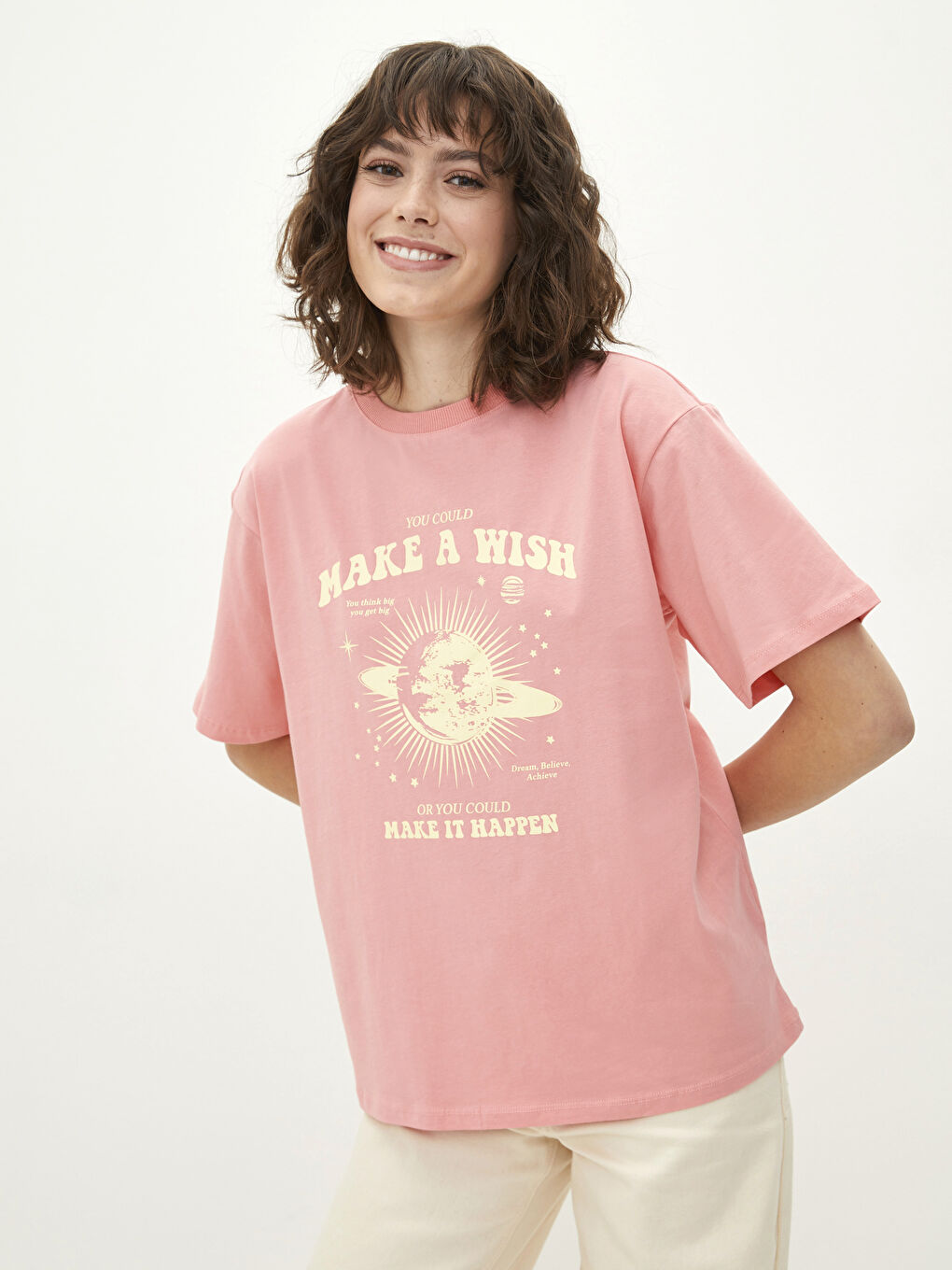 Crew Neck Printed Short Sleeve Cotton Women's T-shirt