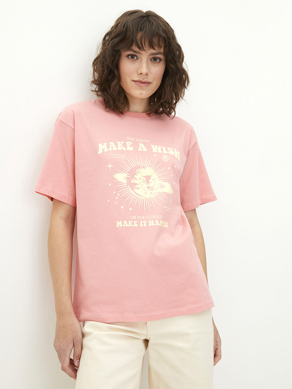 Crew Neck Printed Short Sleeve Cotton Women's T-shirt-1