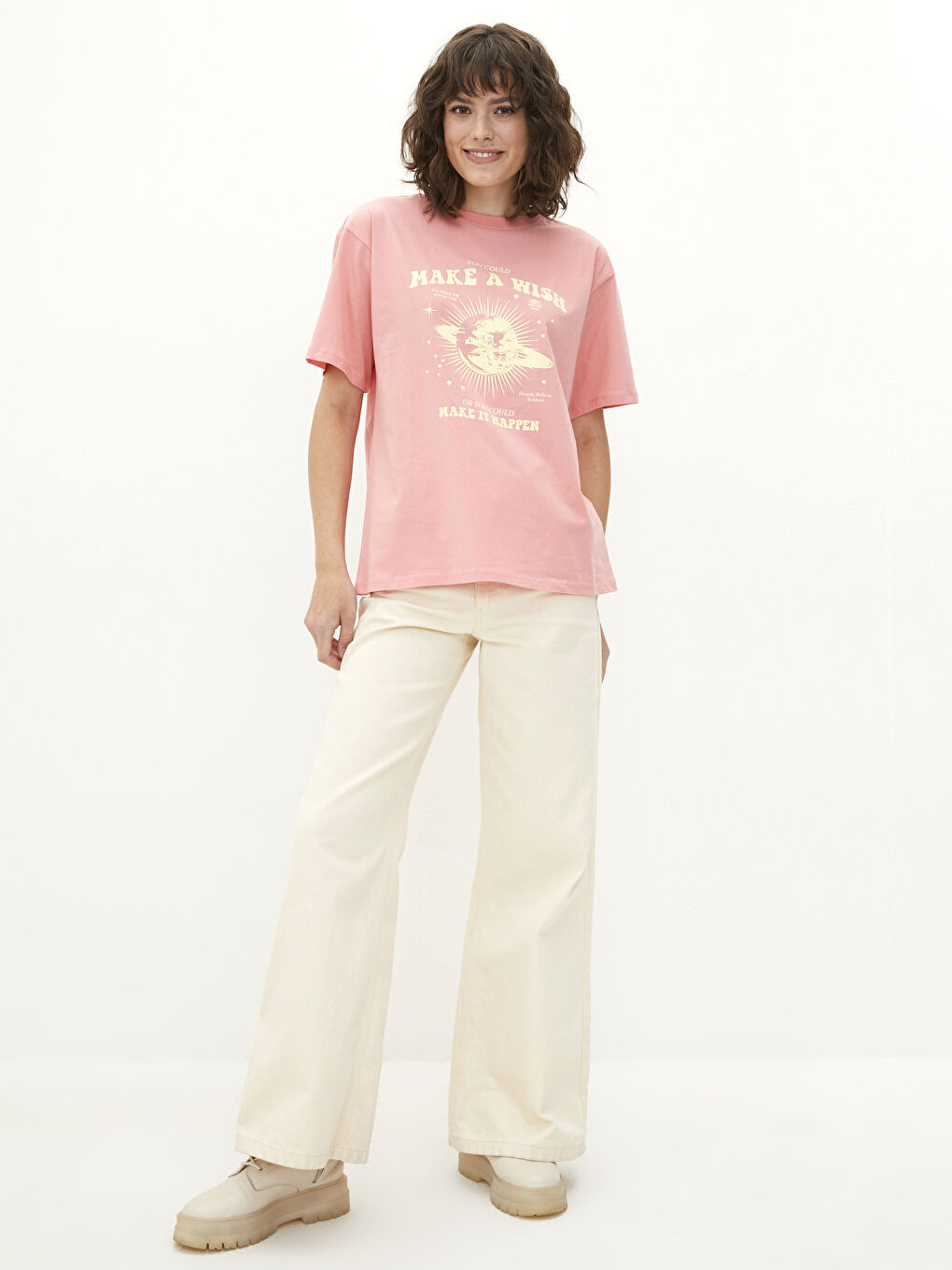 Crew Neck Printed Short Sleeve Cotton Women's T-shirt-2