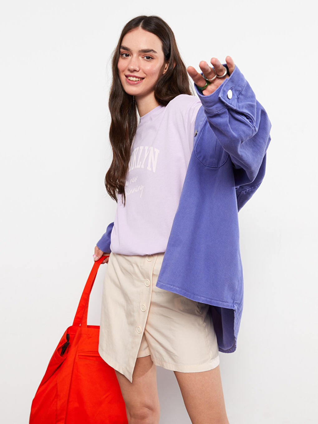 T-shirt en Coton à Manches Courtes Imprimé à Col Rond pour Femmes-2