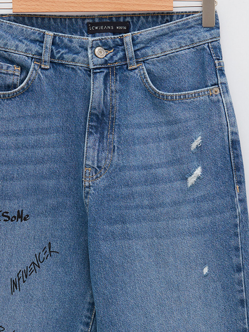 High Waist Standard Fit Pocket Detailed Rodeo Women's Jean Trousers-6
