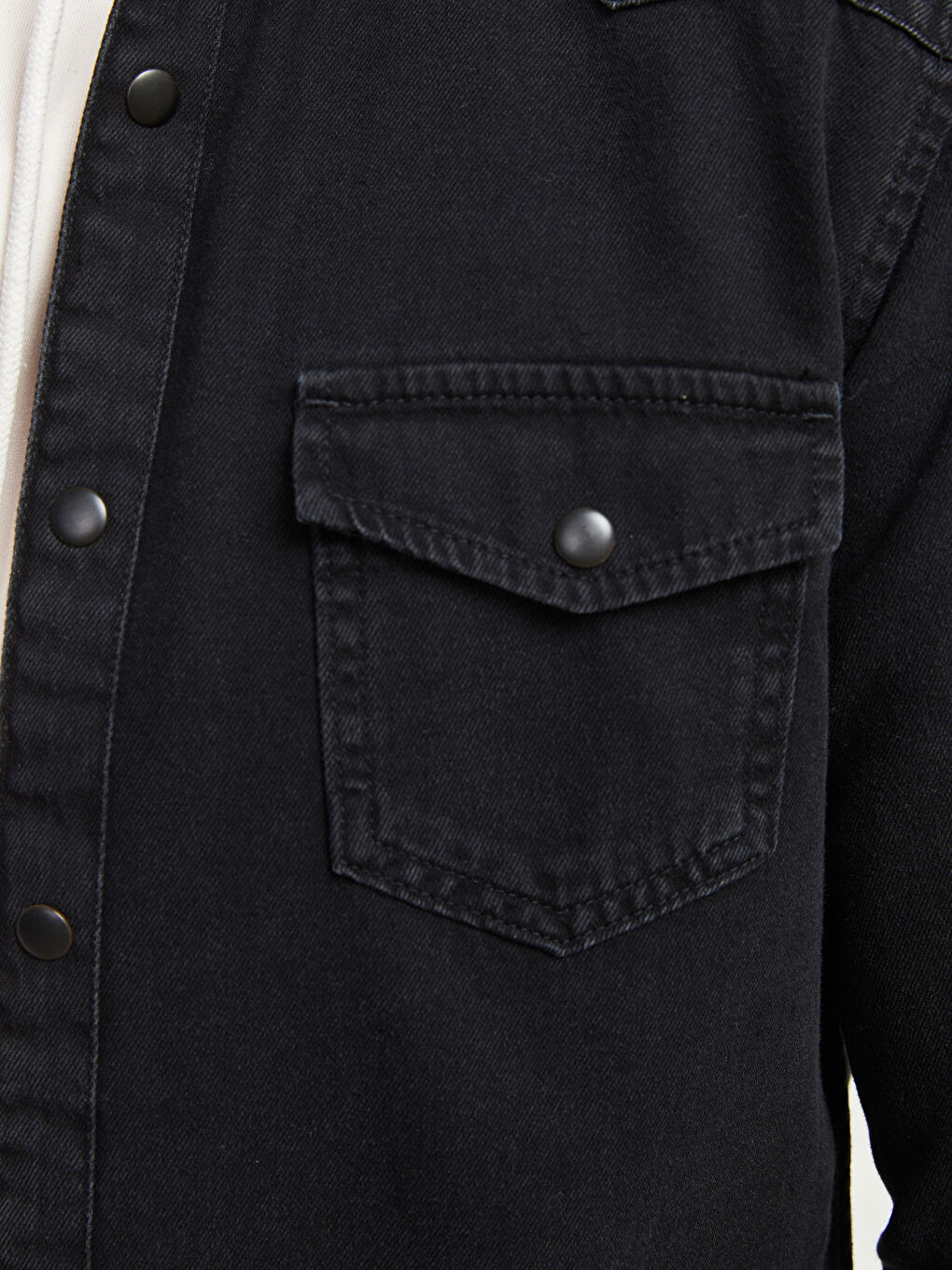 Antrasit Regular Fit Uzun Kollu Erkek Jean Gömlek-3