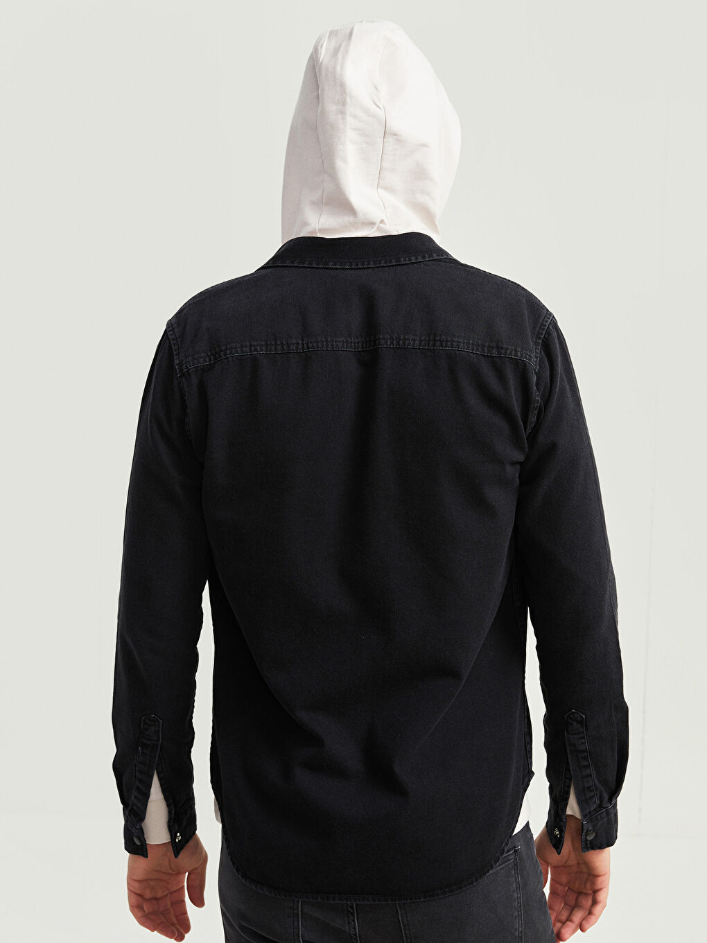 Antrasit Regular Fit Uzun Kollu Erkek Jean Gömlek-4