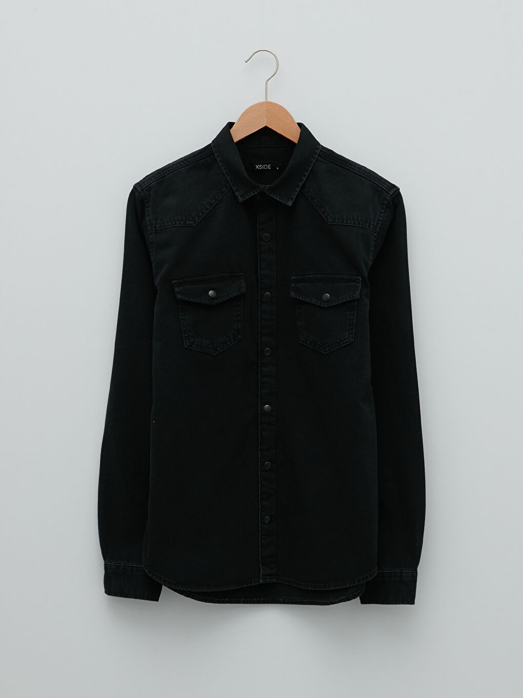 Antrasit Regular Fit Uzun Kollu Erkek Jean Gömlek-5