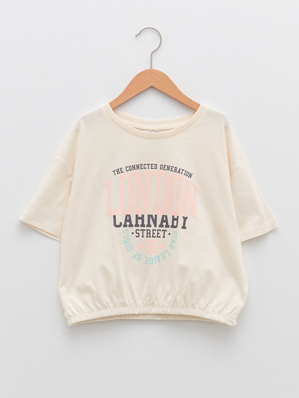 Crew Neck Printed Short Sleeve Girl's Sweatshirt and Tights-1