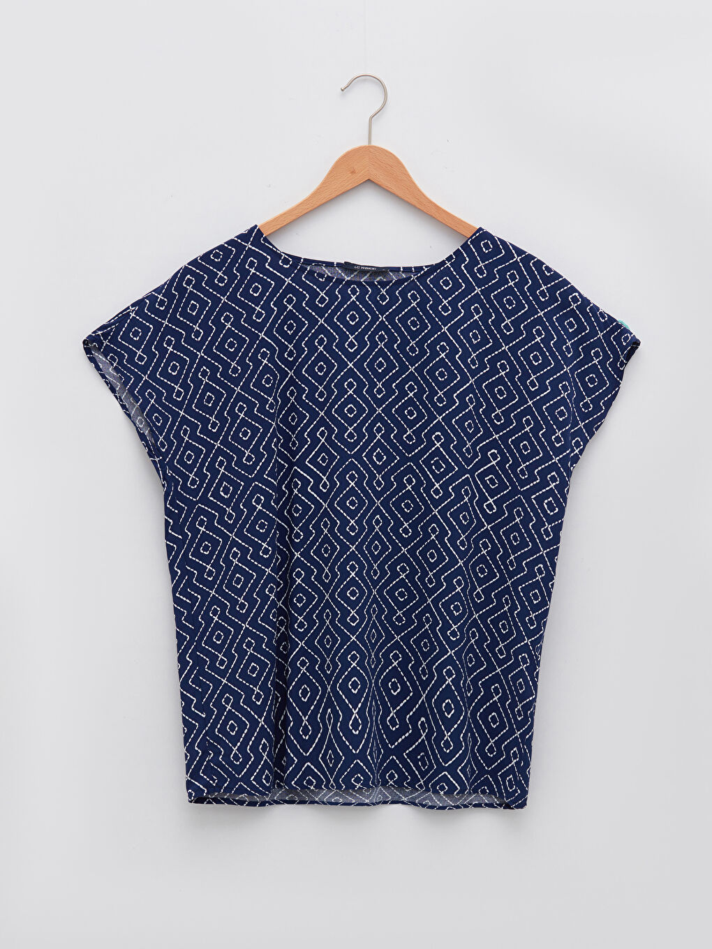 Blouse pour Femmes en Popeline à Col Rond Imprimée à Manches Courtes-4