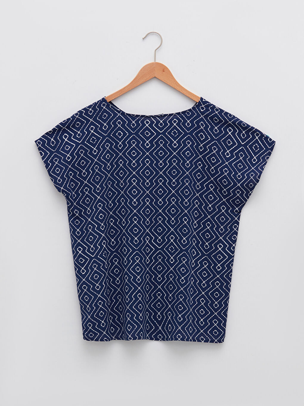 Blouse pour Femmes en Popeline à Col Rond Imprimée à Manches Courtes-5