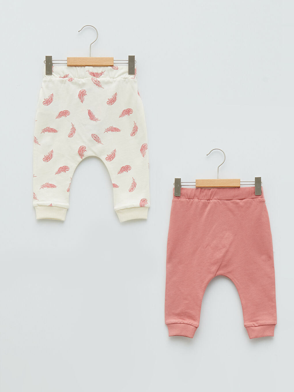 Elastic Waist Cotton Baby Girl Trousers 2 Pieces-1