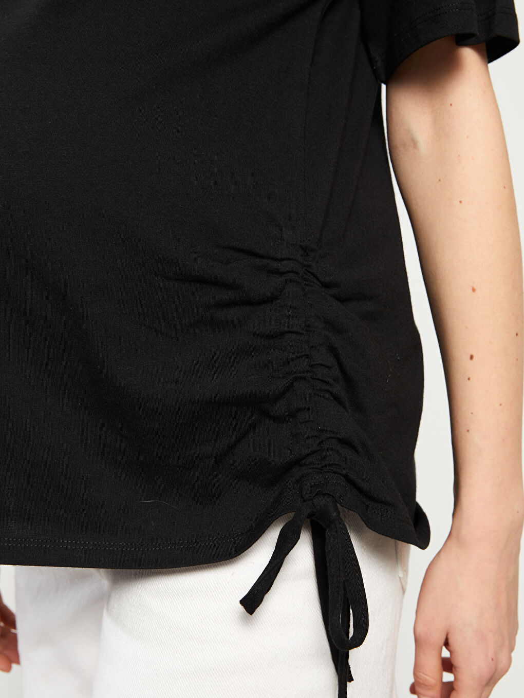 Crew Neck Letter Printed Short Sleeve Cotton Maternity T-Shirt-3