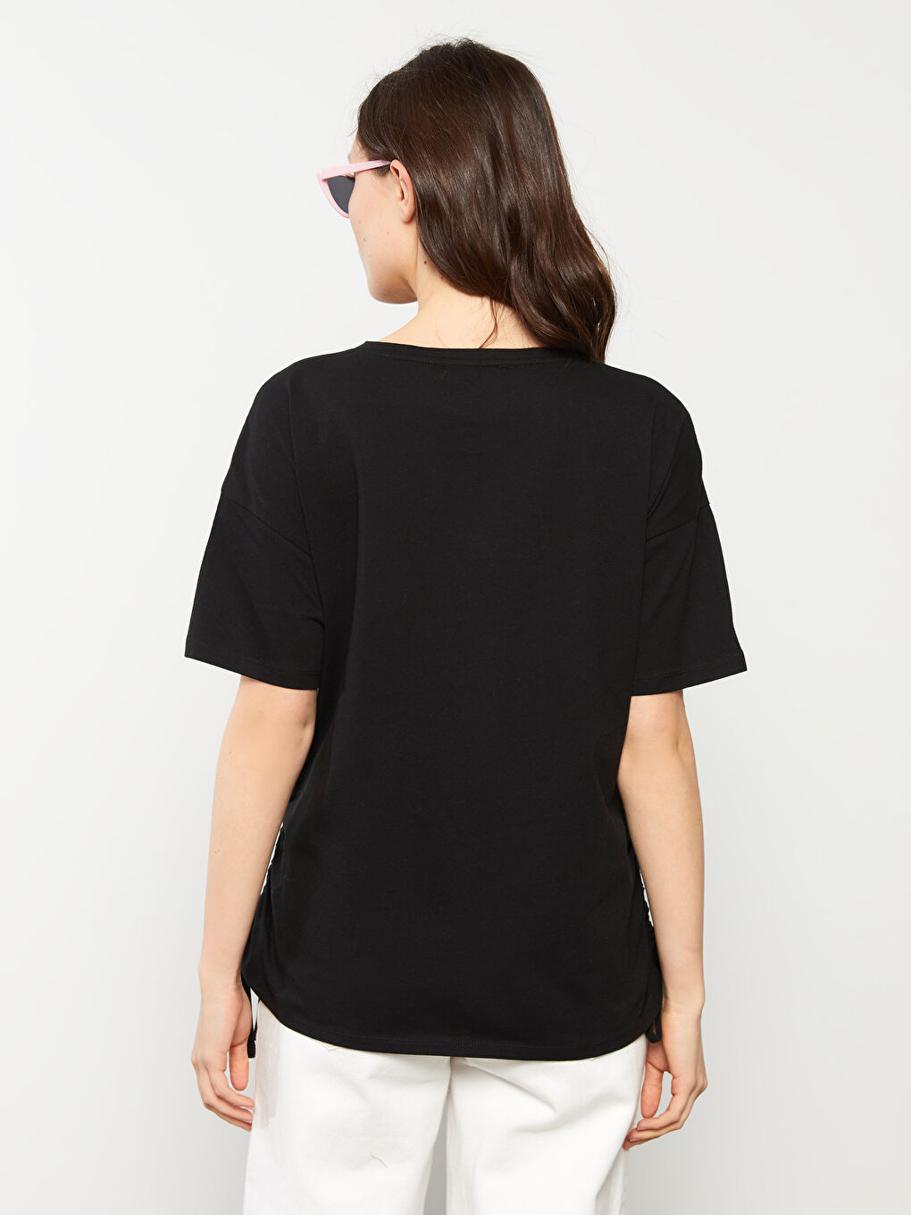 Crew Neck Letter Printed Short Sleeve Cotton Maternity T-Shirt-4