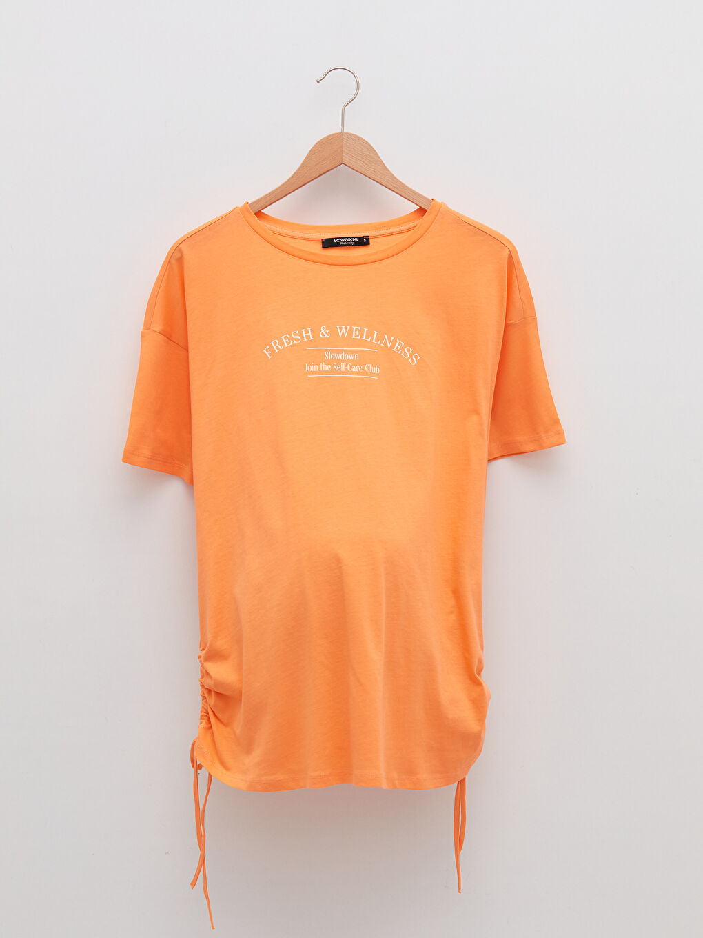 Crew Neck Letter Printed Short Sleeve Cotton Maternity T-Shirt-5