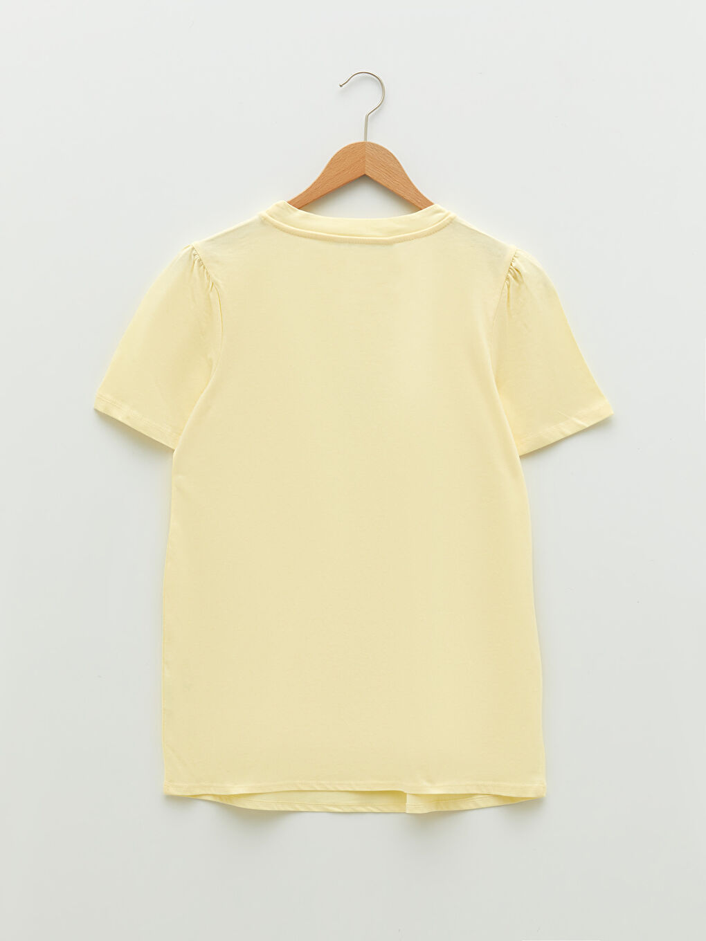 Sarı Bisiklet Yaka Baskılı Kısa Kollu Pamuklu Hamile Tişört-6